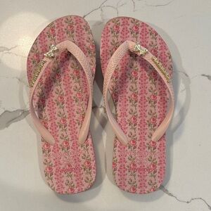 Havaianas Pink Floral Flip Flops with Embellishments